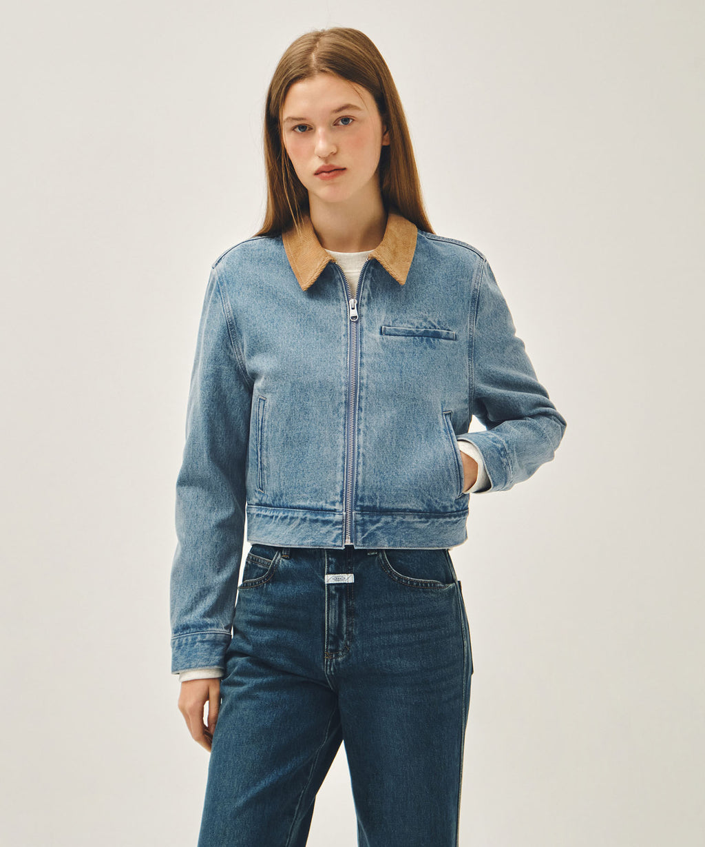 Marithe & Francois Girbaud - Crop Denim Blouson Jacket (Light Blue) product image 3 | TRAB K-Fashion Australia
