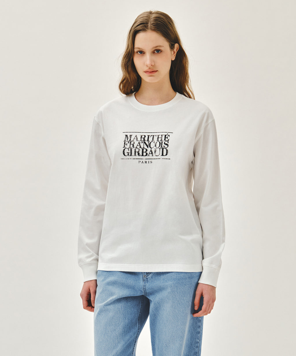 Marithe & Francois Girbaud - Crack Classic Logo Long Sleeve Tee (White) product image 1 | TRAB K-Fashion Australia