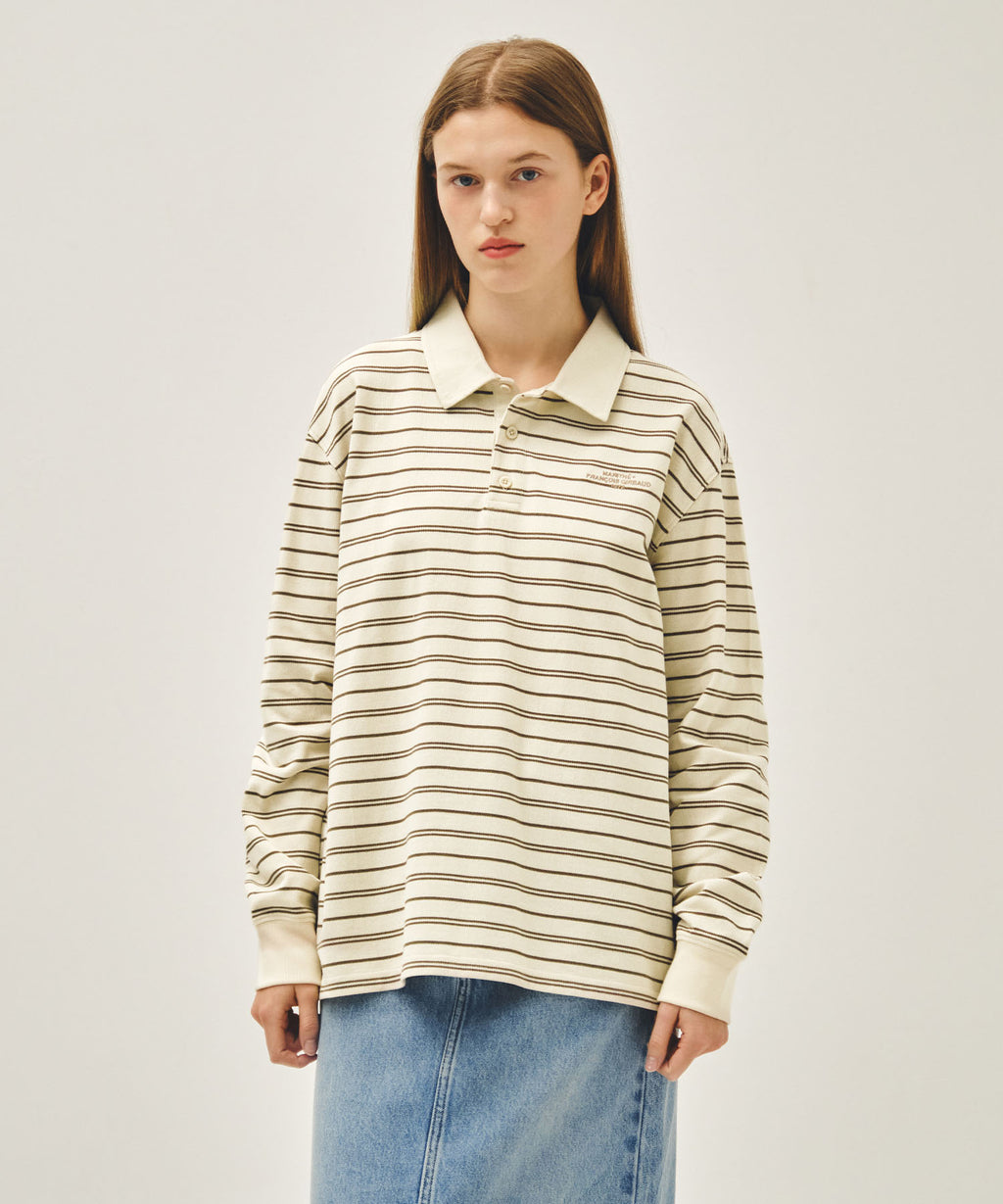 Marithe & Francois Girbaud - Stripe Pique Long Sleeve Tee (Ivory) product image 1 | TRAB K-Fashion Australia