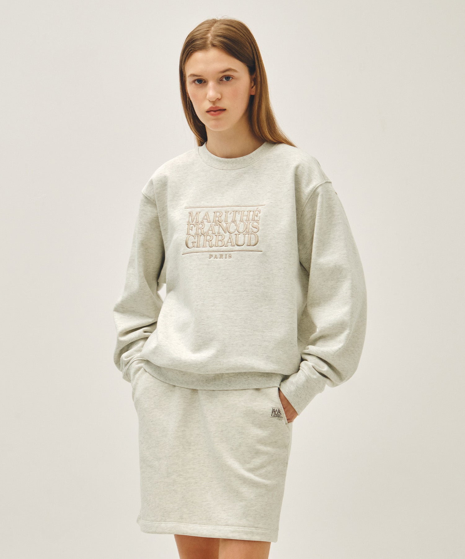 Marithe & Francois Girbaud - Classic Logo Embroidery Sweatshirt (Oatmeal) product image 1 | TRAB K-Fashion Australia