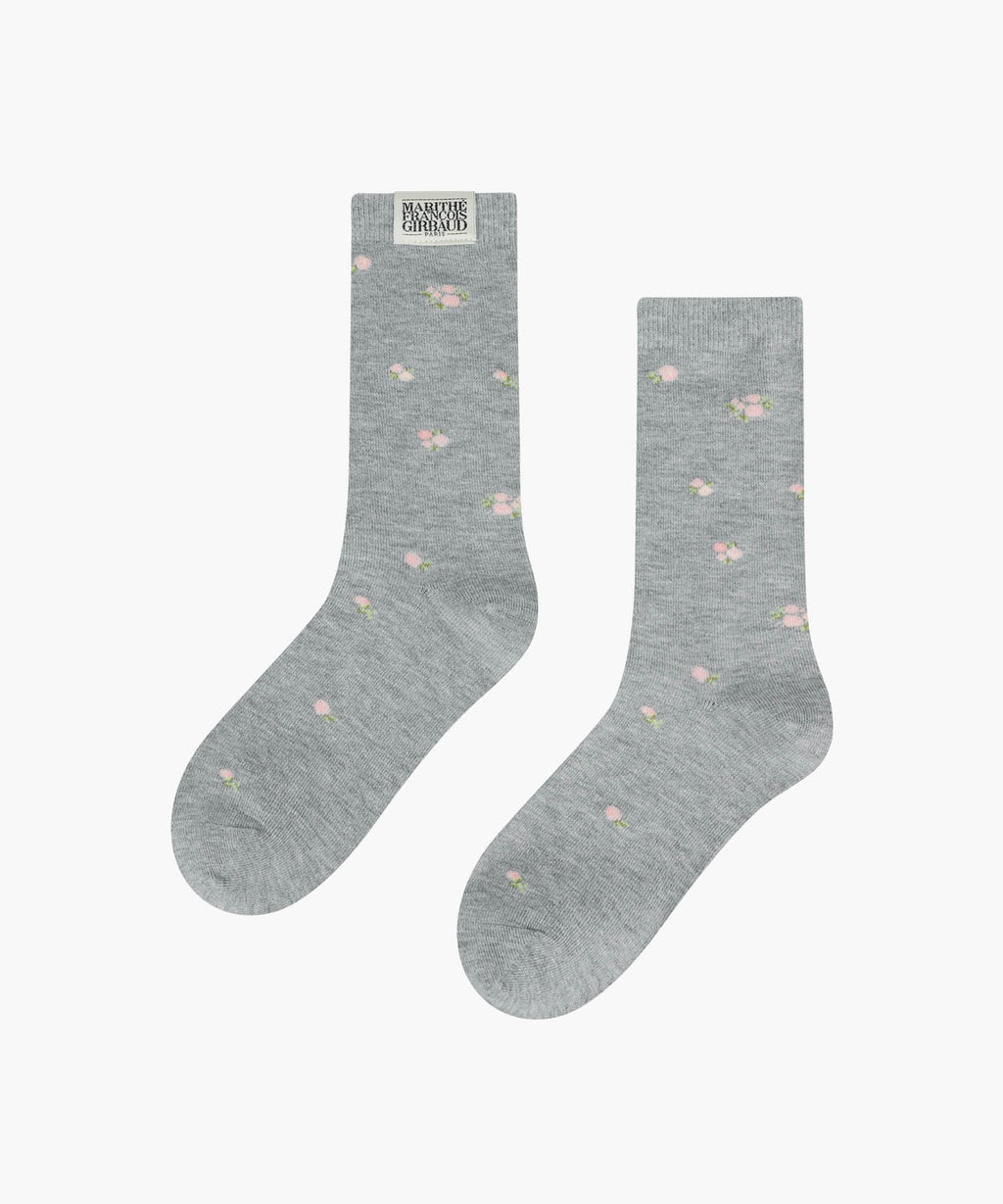 Marithe & Francois Girbaud - Flower Jacquard Socks (Melange Gray) product image 1 | TRAB K-Fashion Australia