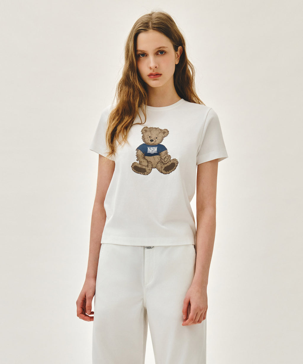 Marithe & Francois Girbaud - Doodle Bear Tee (White/Beige) product image 1 | TRAB K-Fashion Australia