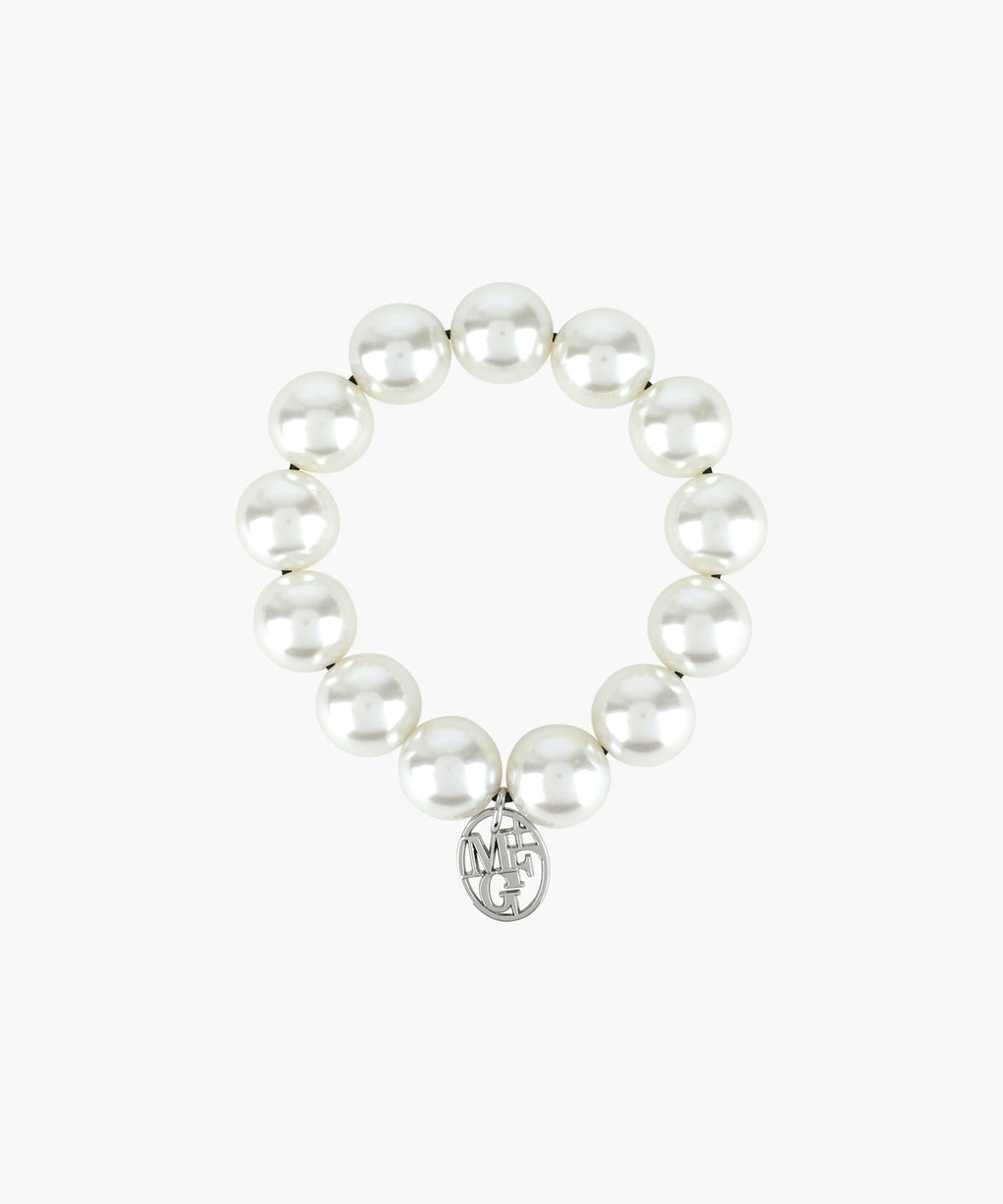 Marithe & Francois Girbaud - Pearl Silver Ball Scrunchie (Ivory) product image 1 | TRAB K-Fashion Australia