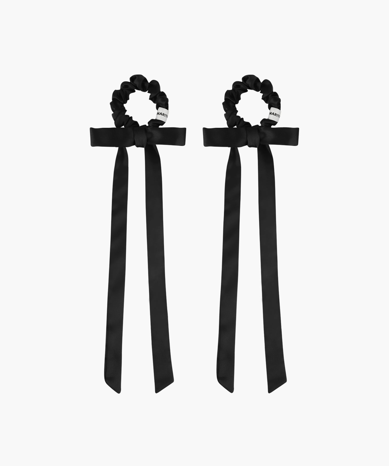 Marithe & Francois Girbaud - Regular Logo Satin Hair Ribbon Scrunchie 2pack (Black) product image 1 | TRAB K-Fashion Australia