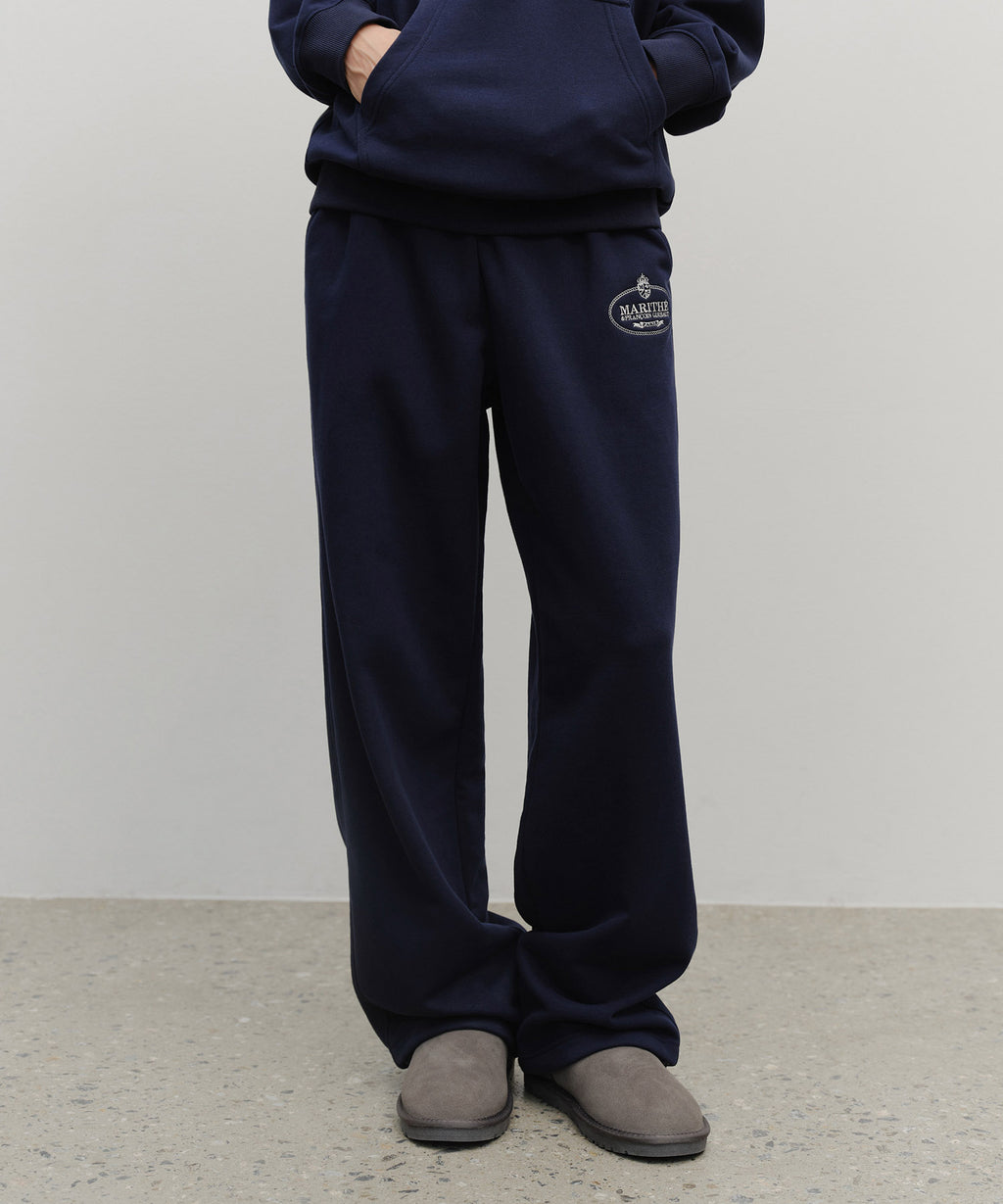 Marithe & Francois Girbaud - Crown Crest Symbol Sweat Pants (brushed) (Navy) product image 1 | TRAB K-Fashion Australia