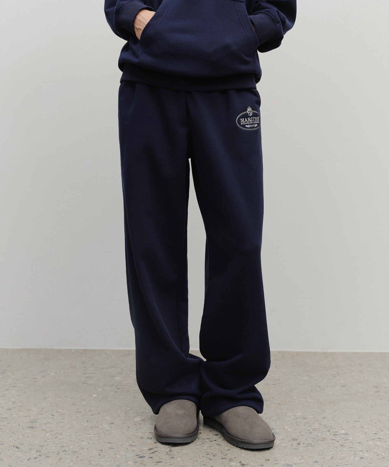 Marithe & Francois Girbaud - Crown Crest Symbol Sweat Pants (brushed) (Navy) product image 1 | TRAB K-Fashion Australia