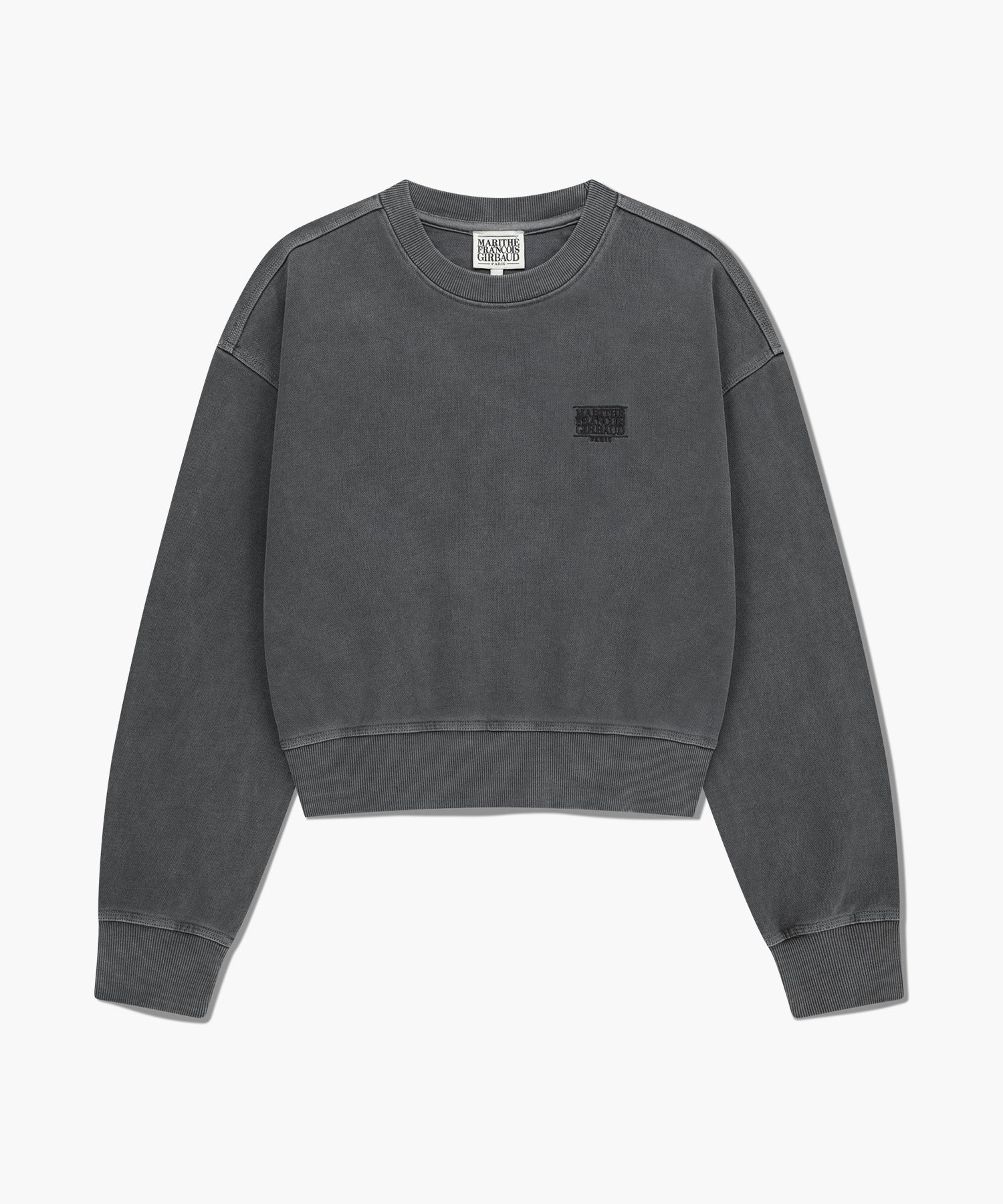 Marithe & Francois Girbaud - Classic Logo Garment Dyed Crop Sweatshirt (Charcoal) product image 1 | TRAB K-Fashion Australia