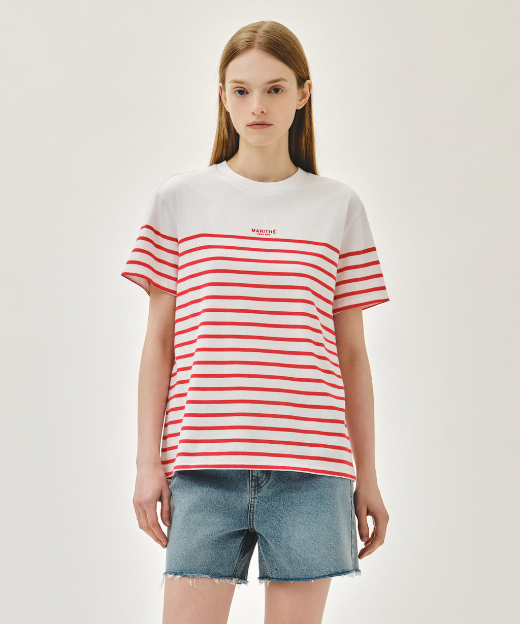 Marithe & Francois Girbaud - Block Stripe Tee (Red) product image 1 | TRAB K-Fashion Australia