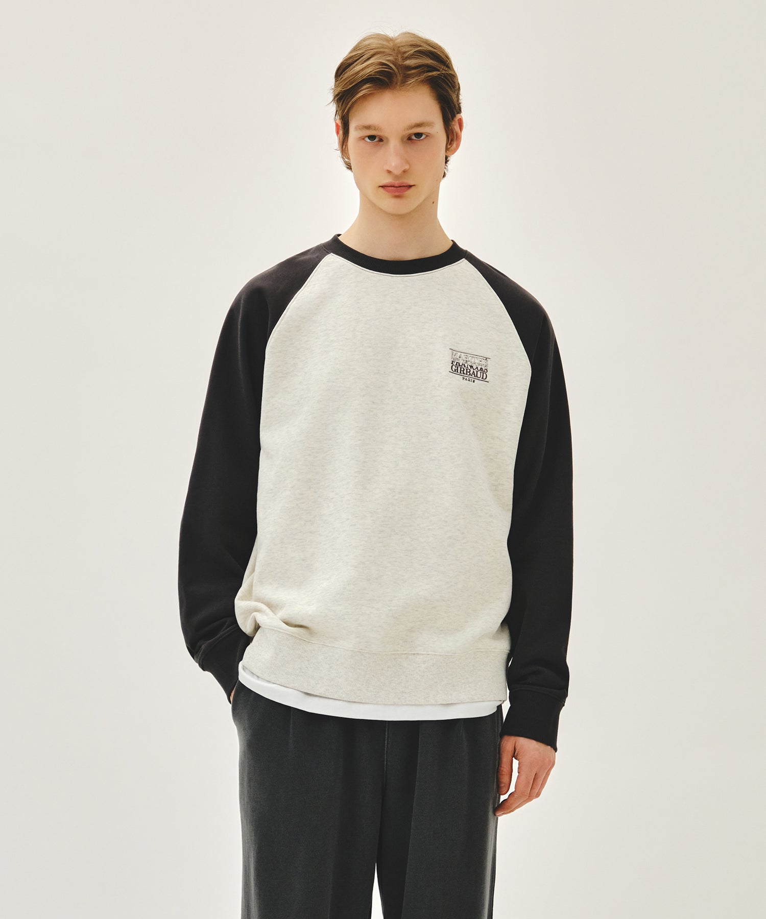 Marithe & Francois Girbaud - Small Classic Logo Color Block Sweatshirt (Charcoal) product image 1 | TRAB K-Fashion Australia