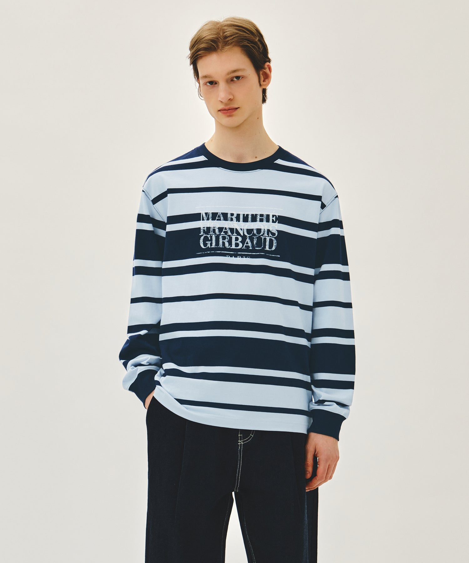 Marithe & Francois Girbaud - Crack Classic Logo Long Sleeve Tee (Stripe) product image 1 | TRAB K-Fashion Australia