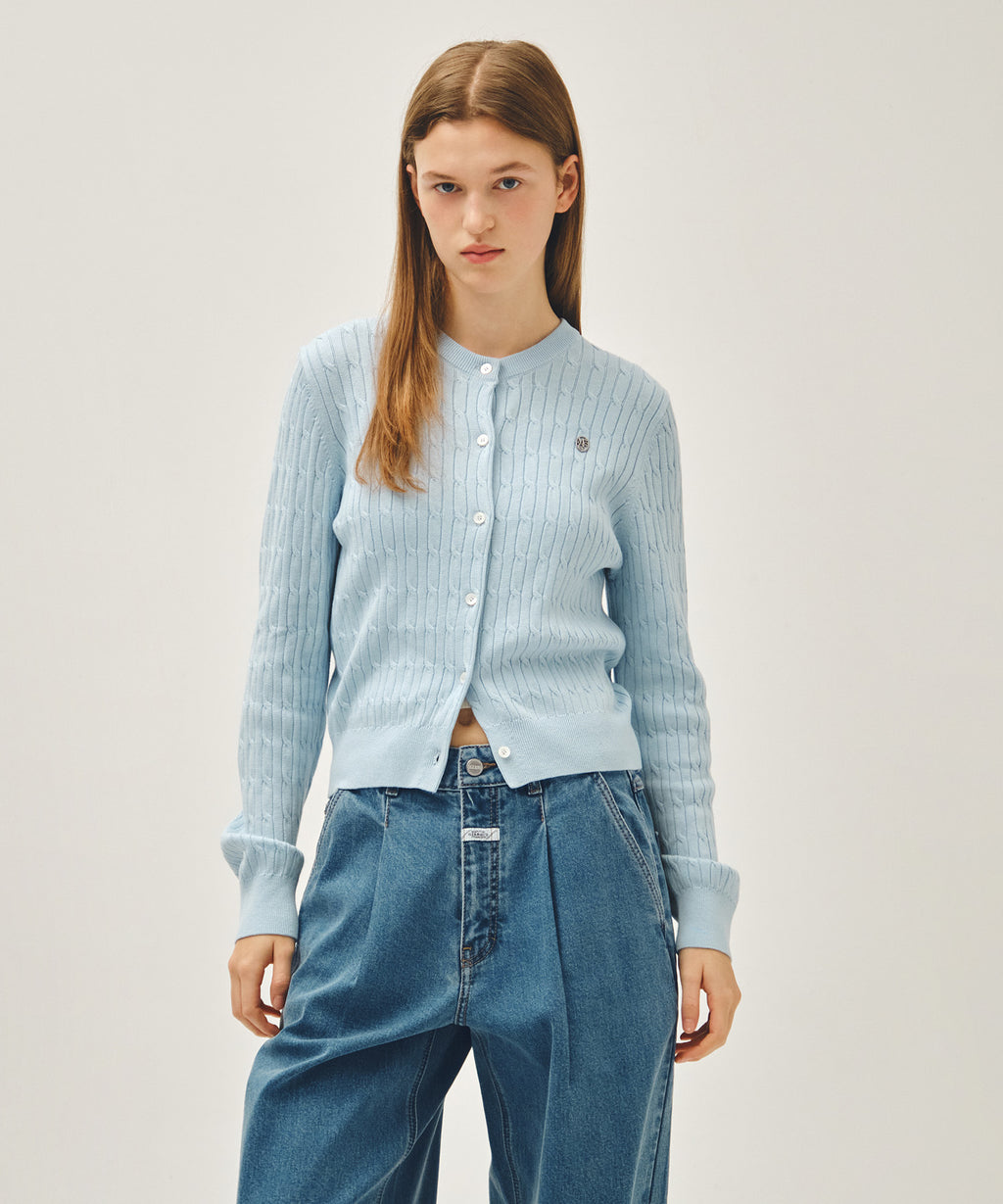 Marithe & Francois Girbaud - Cable Knit Cardigan (Sky Blue) product image 1 | TRAB K-Fashion Australia