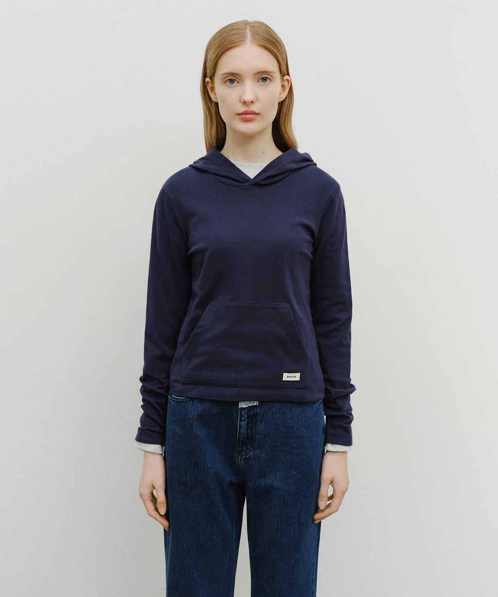 Marithe & Francois Girbaud - Basic Hoodie Long Sleeve (Navy) product image 1 | TRAB K-Fashion Australia