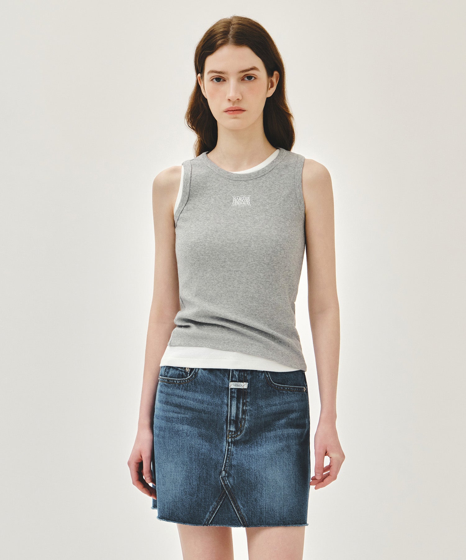 Marithe & Francois Girbaud - Ribbon Classic Logo Sleeveless (Heather Gray) product image 1 | TRAB K-Fashion Australia