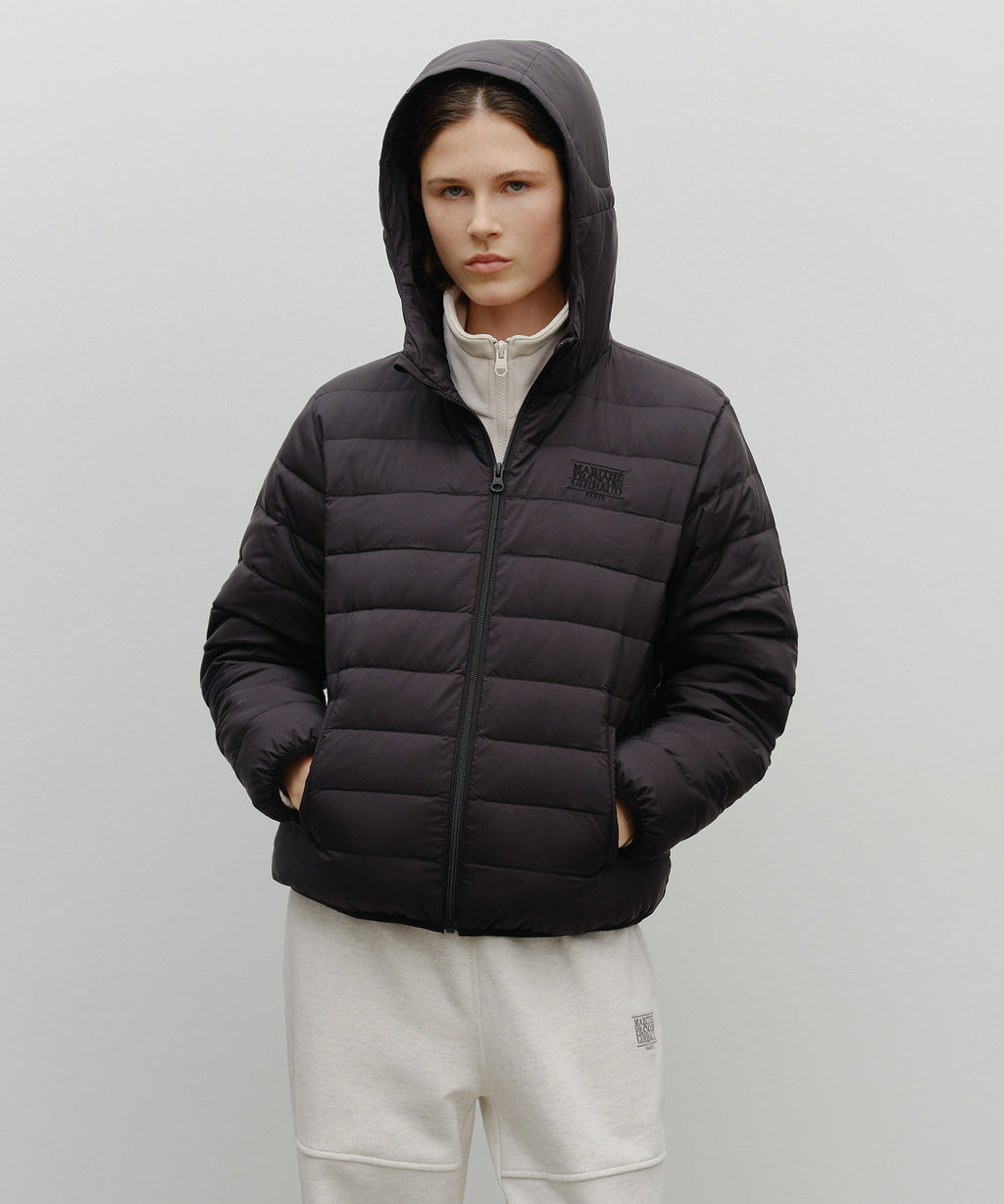 Marithe & Francois Girbaud - Classic Logo Hooded Light Down Jacket (Black) product image 1 | TRAB K-Fashion Australia