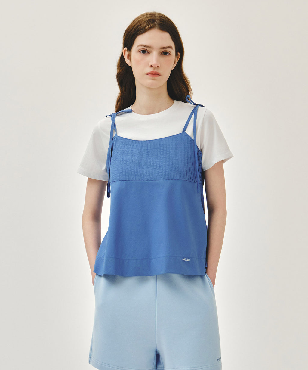 Marithe & Francois Girbaud - Pintuck Camisole Blouse (Blue) product image 1 | TRAB K-Fashion Australia
