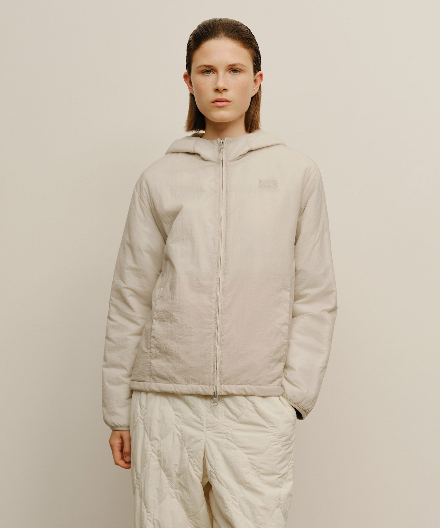 Marithe & Francois Girbaud - Marithe Sport Hooded Padded Jacket (Light Beige) product image 1 | TRAB K-Fashion Australia