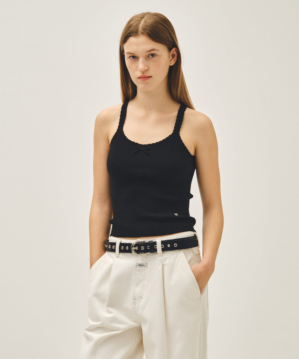 Marithe & Francois Girbaud - Lace Point Knit Vest (Black) product image 1 | TRAB K-Fashion Australia