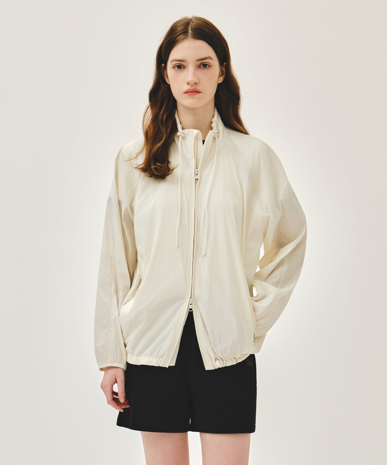 Marithe & Francois Girbaud - Highneck Packable Nylon Jacket (Ivory) product image 1 | TRAB K-Fashion Australia