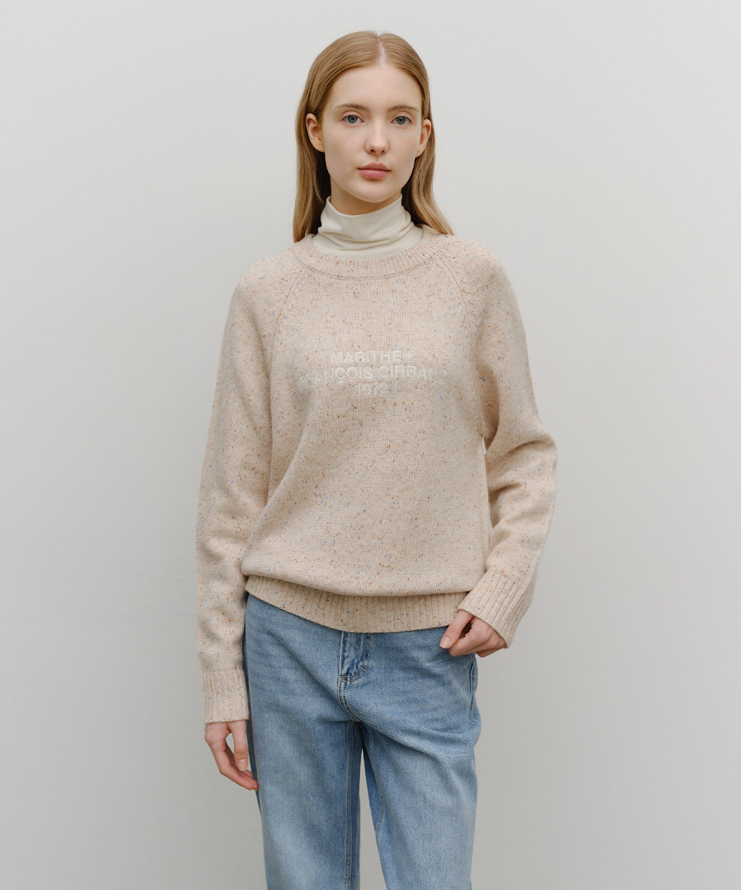 Marithe & Francois Girbaud - Lettering Logo Knit Pullover (Beige) product image 3 | TRAB K-Fashion Australia