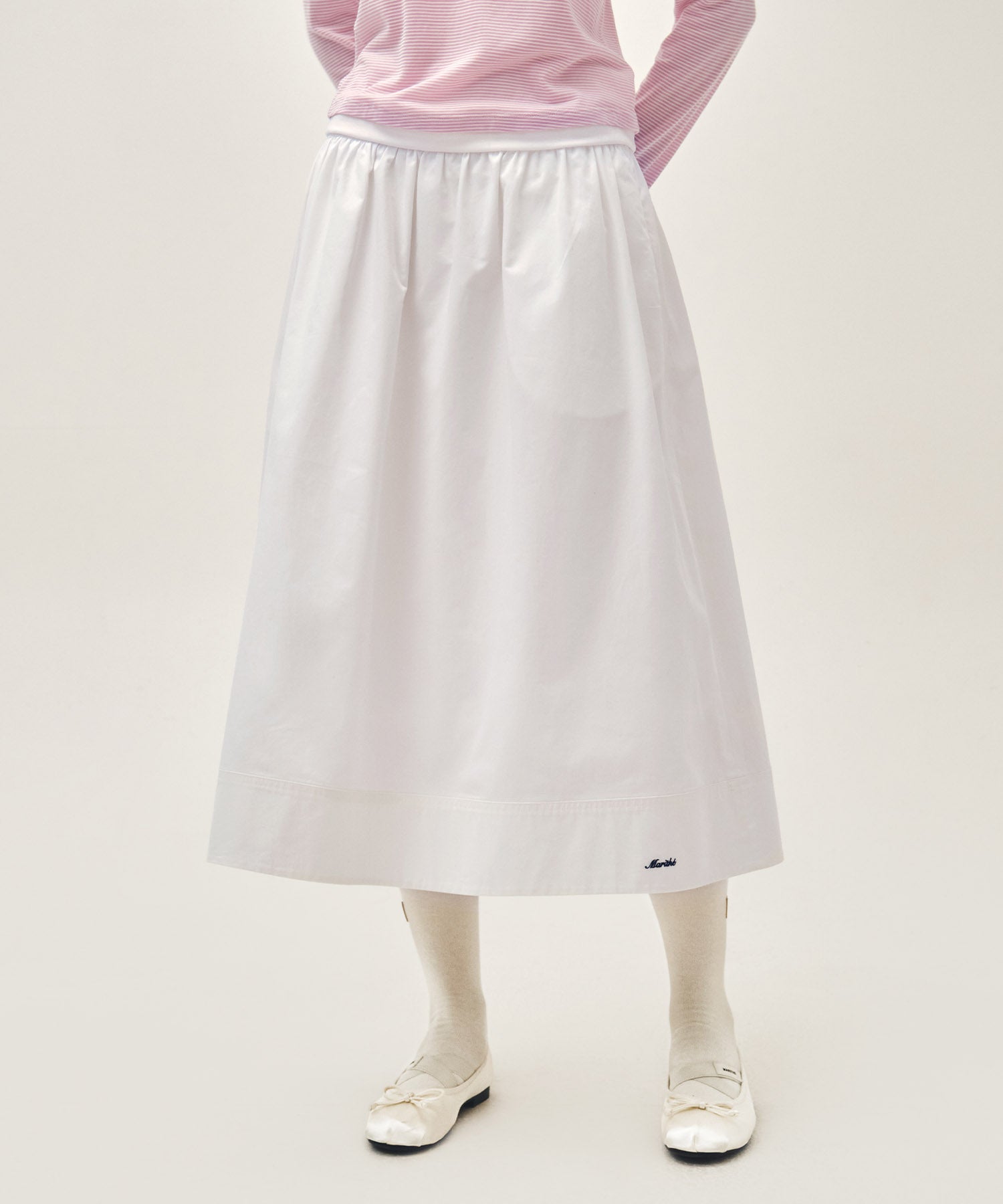 Marithe & Francois Girbaud - Cotton Waist Wrinkle Skirt (White) product image 1 | TRAB K-Fashion Australia