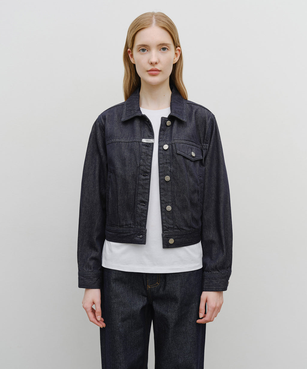 Marithe & Francois Girbaud - Denim Tuck Detail Jacket (Dark Blue) product image 1 | TRAB K-Fashion Australia