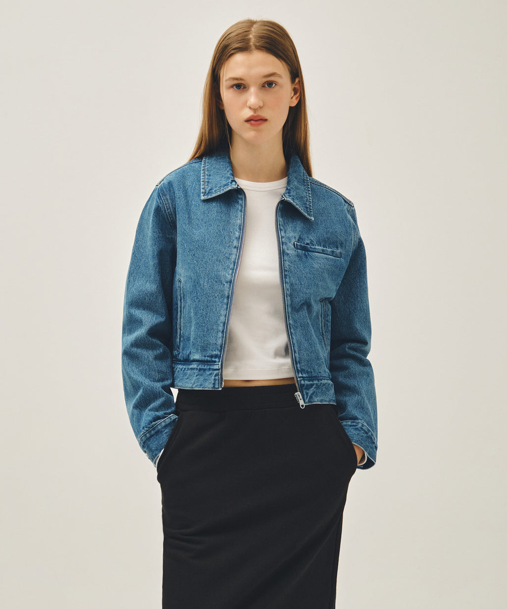 Marithe & Francois Girbaud - Crop Denim Blouson Jacket (Blue) product image 1 | TRAB K-Fashion Australia