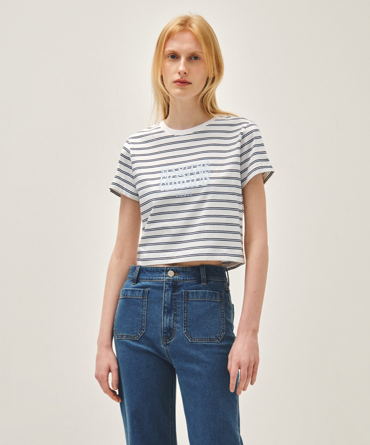 Marithe & Francois Girbaud - Classic Logo Crop Tee (Dark Navy) product image 1 | TRAB K-Fashion Australia