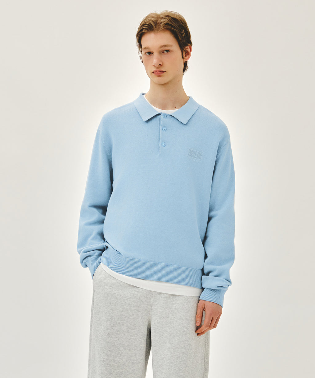 Marithe & Francois Girbaud - Small Classic Logo Collar Knit (Sky Blue) product image 1 | TRAB K-Fashion Australia