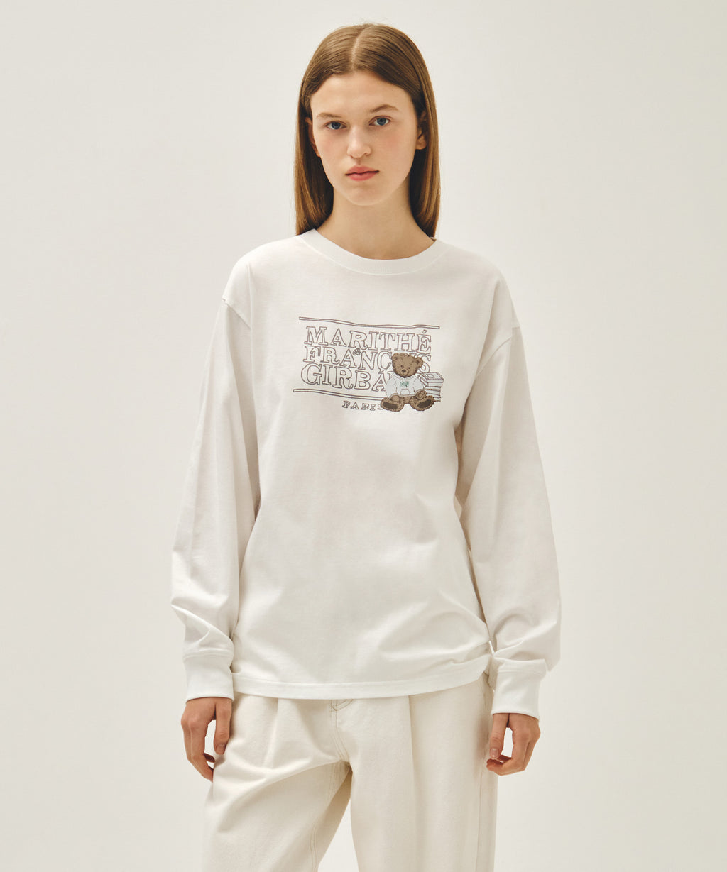 Marithe & Francois Girbaud - Doodle Classic Logo Long Sleeve Tee (White) product image 1 | TRAB K-Fashion Australia