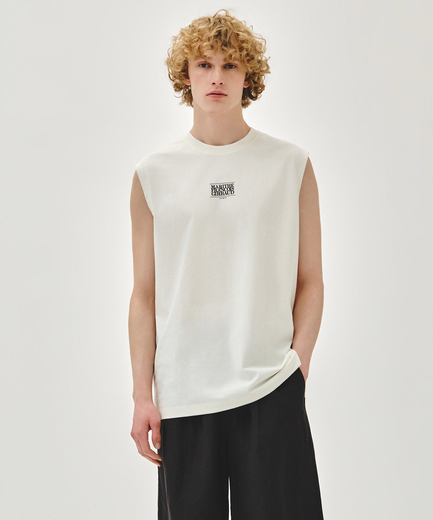 Marithe & Francois Girbaud - Sorona Cool Small Classic Logo Sleeveless (Ivory) product image 1 | TRAB K-Fashion Australia