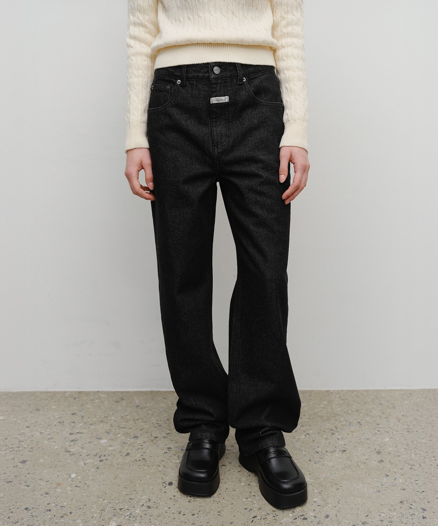 Marithe & Francois Girbaud - Straight Fit Raw Denim Pants (Black) product image 1 | TRAB K-Fashion Australia