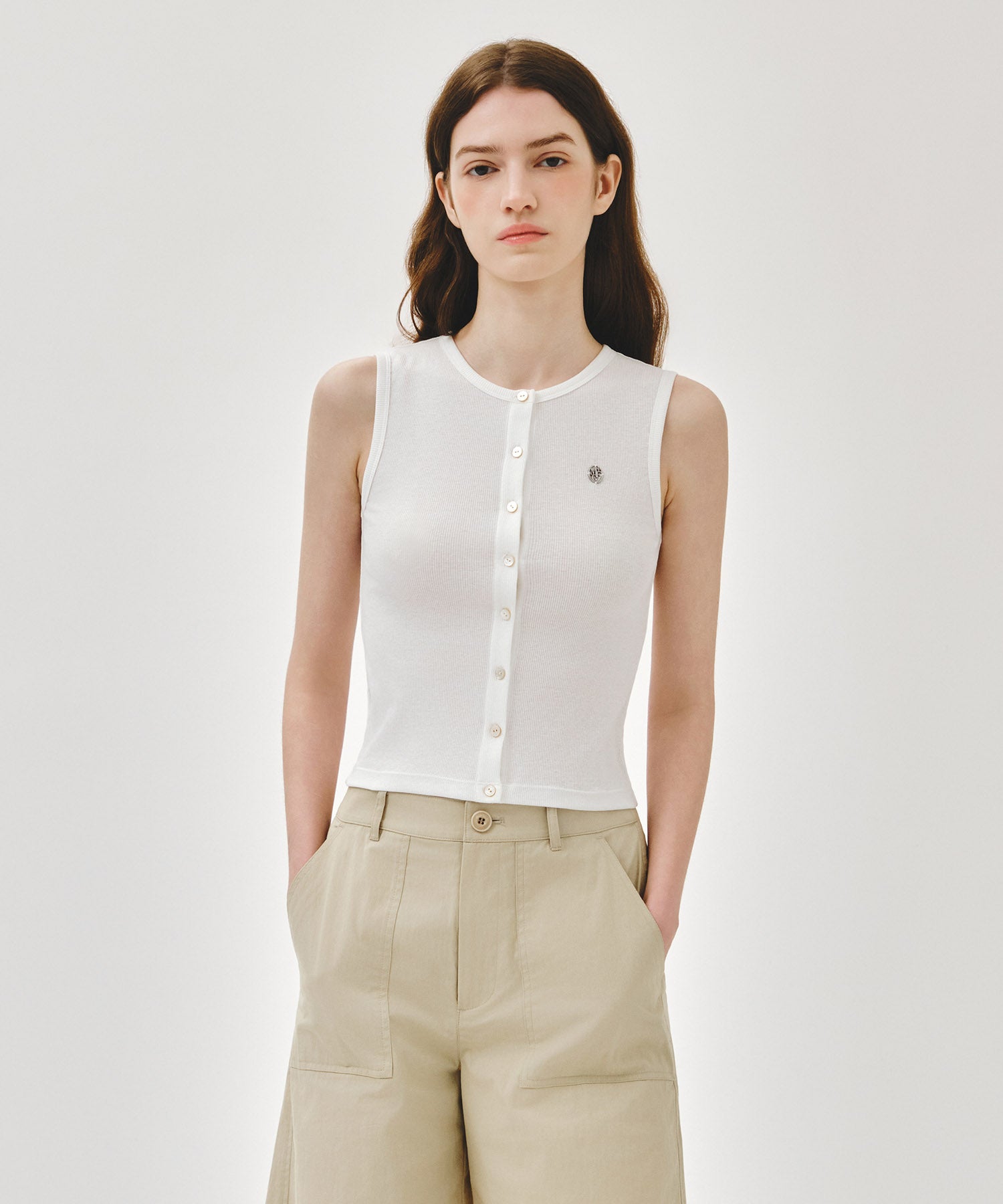 Marithe & Francois Girbaud - Button Up Sleeveless (White) product image 1 | TRAB K-Fashion Australia