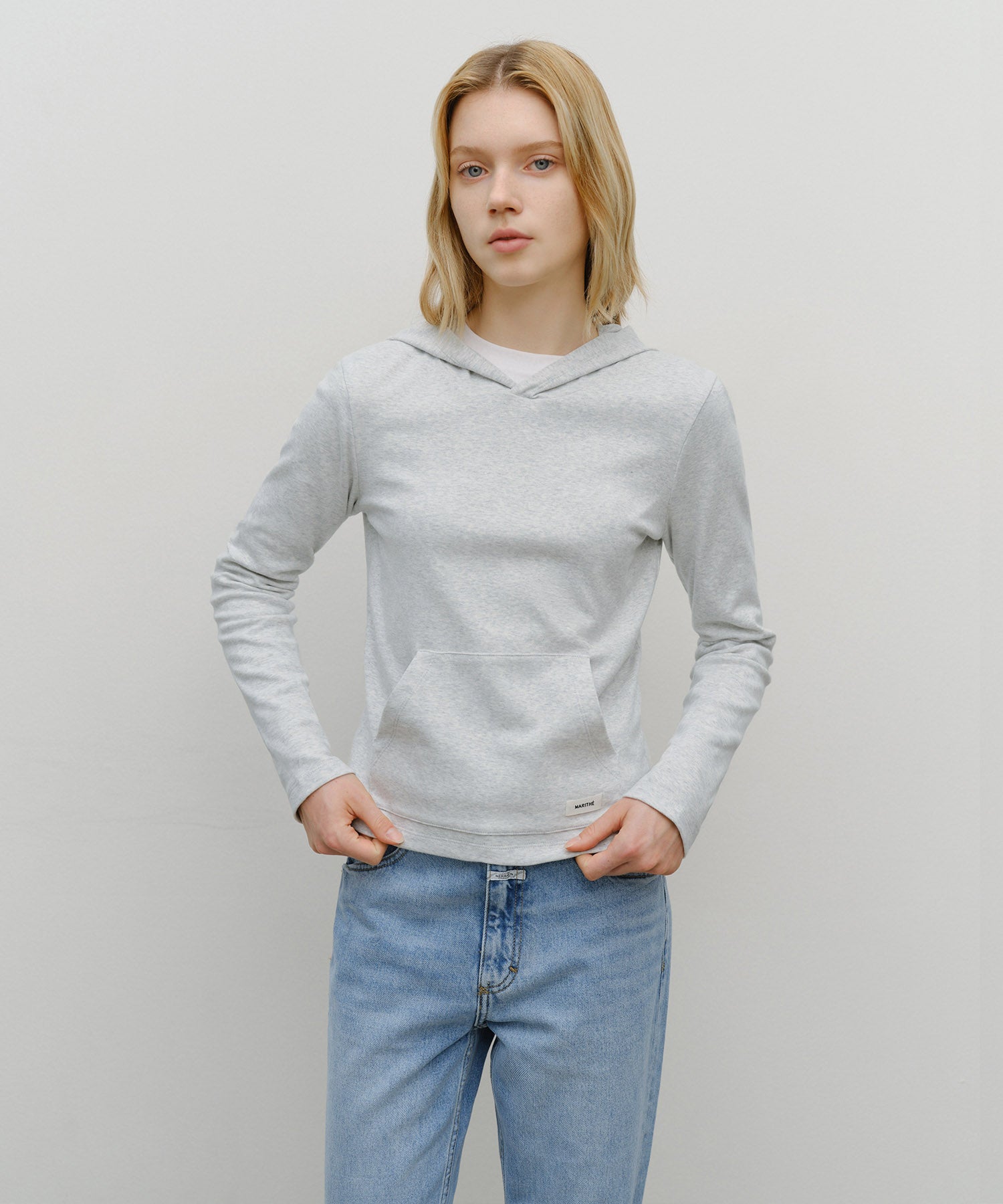 Marithe & Francois Girbaud - Basic Hoodie Long Sleeve (Light Heather Gray) product image 1 | TRAB K-Fashion Australia