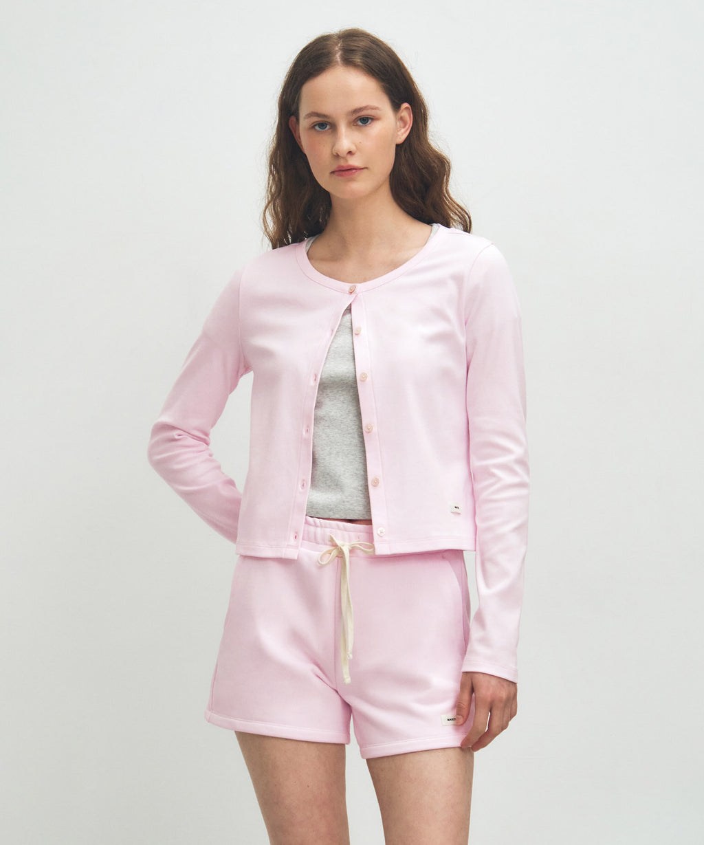 Marithe & Francois Girbaud - Basic Cotton Cardigan (Light Pink) product image 1 | TRAB K-Fashion Australia