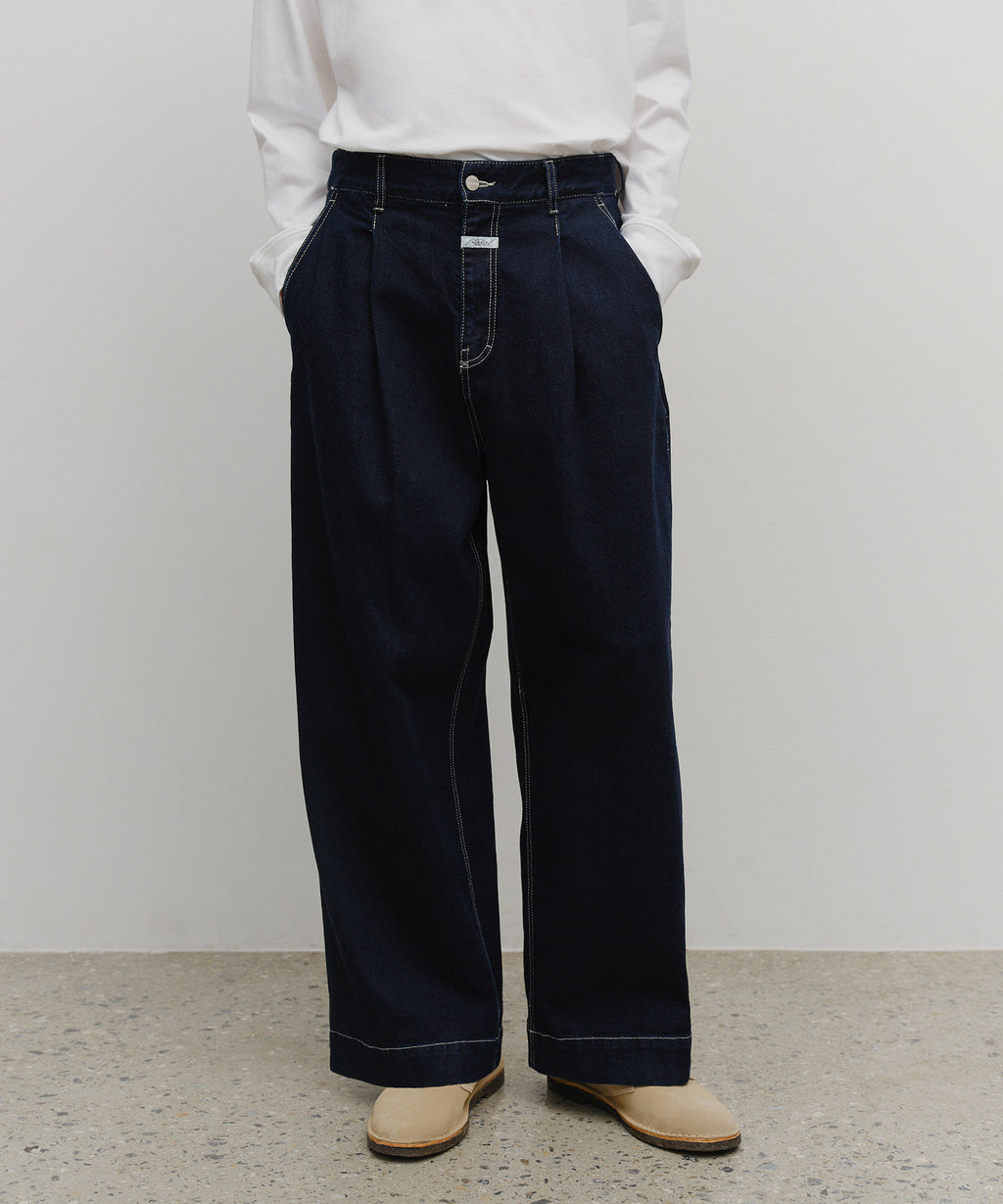 Marithe & Francois Girbaud - Low-waist Tuck Wide Denim Pants (Dark Blue) product image 1 | TRAB K-Fashion Australia