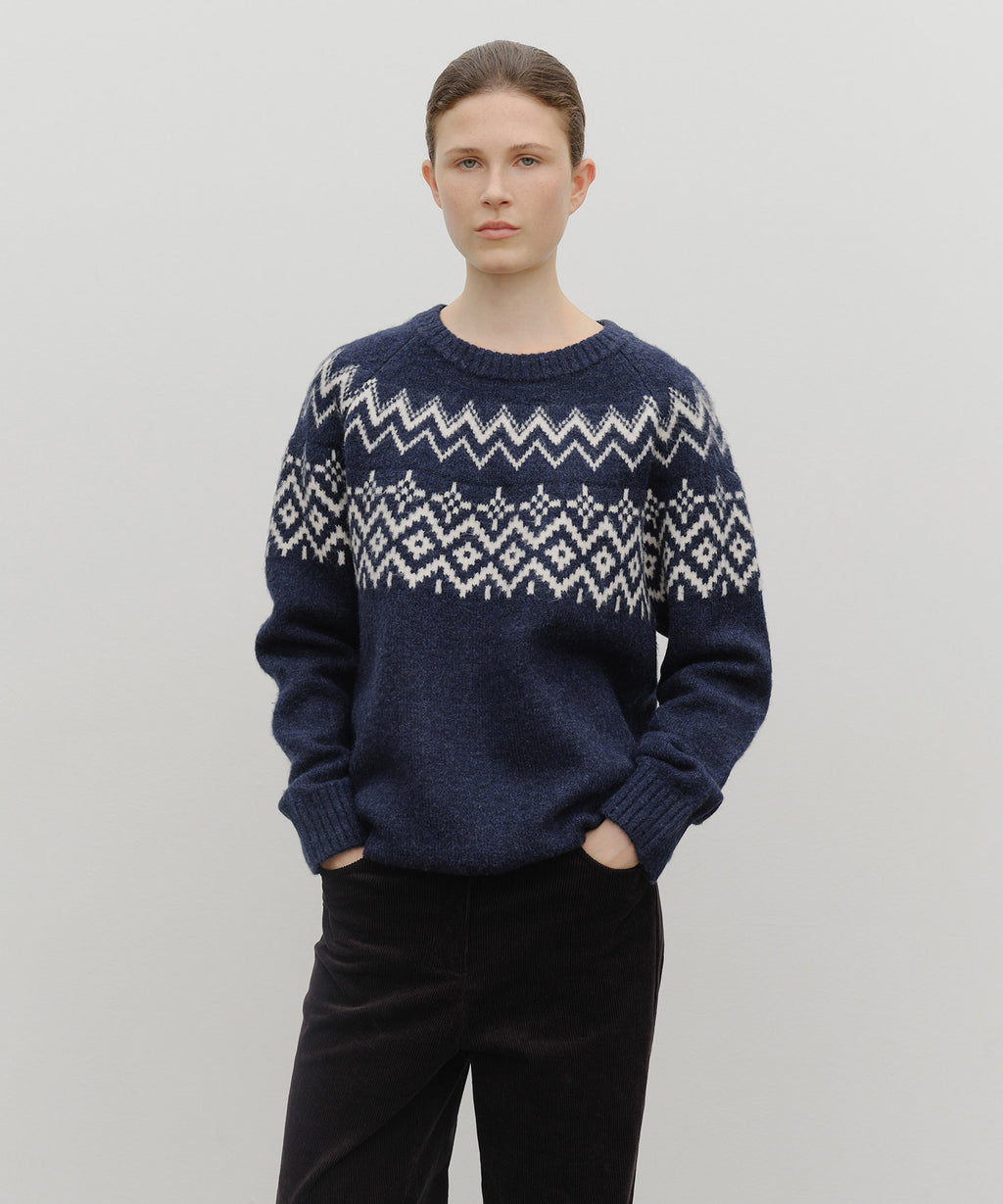 Marithe & Francois Girbaud - Fairisle Crew Neck Knit Pullover (Navy) product image 3 | TRAB K-Fashion Australia