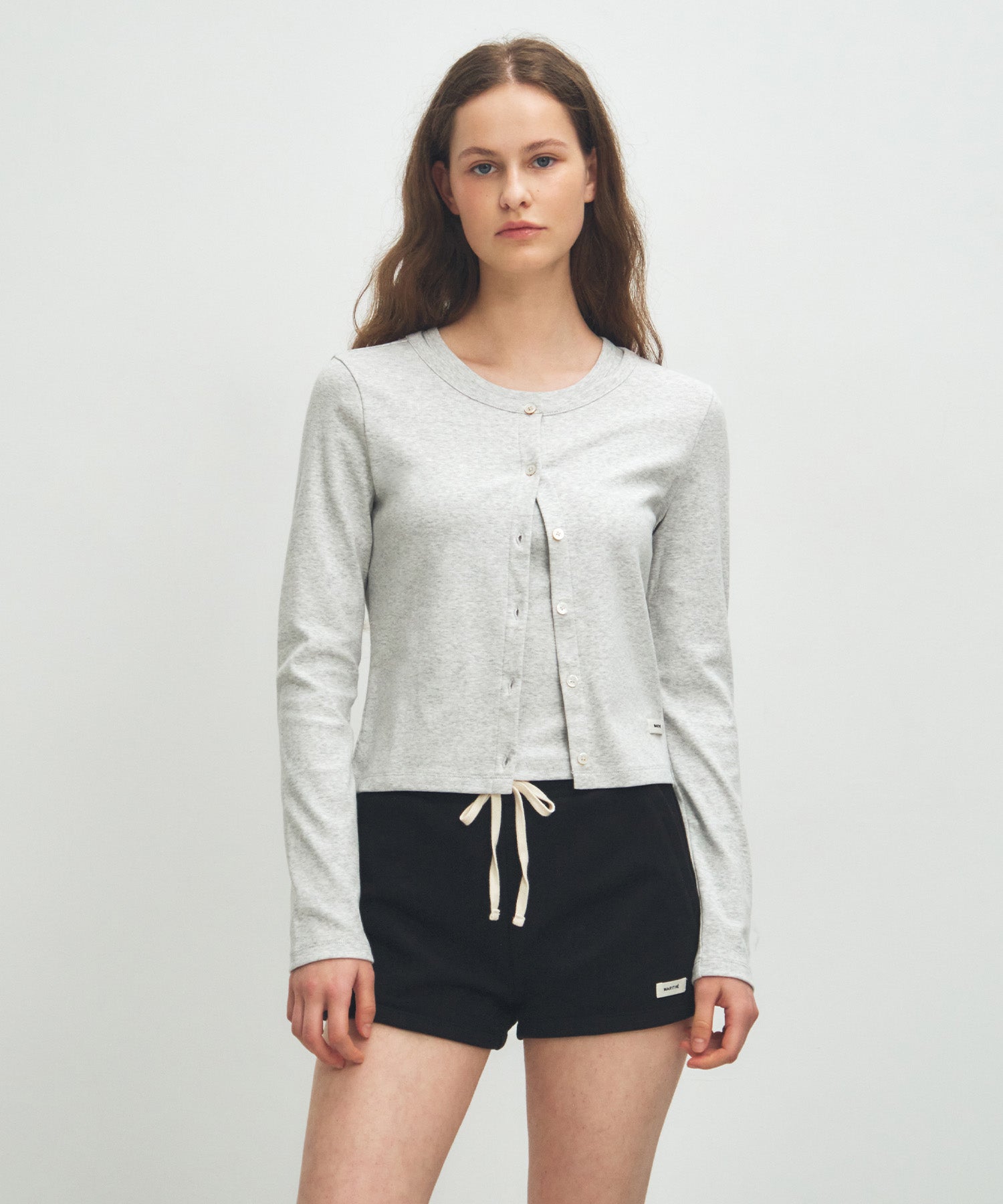 Marithe & Francois Girbaud - Basic Cotton Cardigan (Light Heather Gray) product image 1 | TRAB K-Fashion Australia