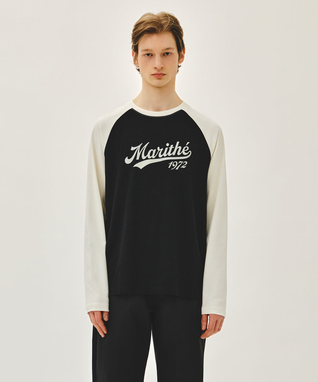 Marithe & Francois Girbaud - Sleeve Contrast Long Sleeve Tee (Ivory) product image 1 | TRAB K-Fashion Australia