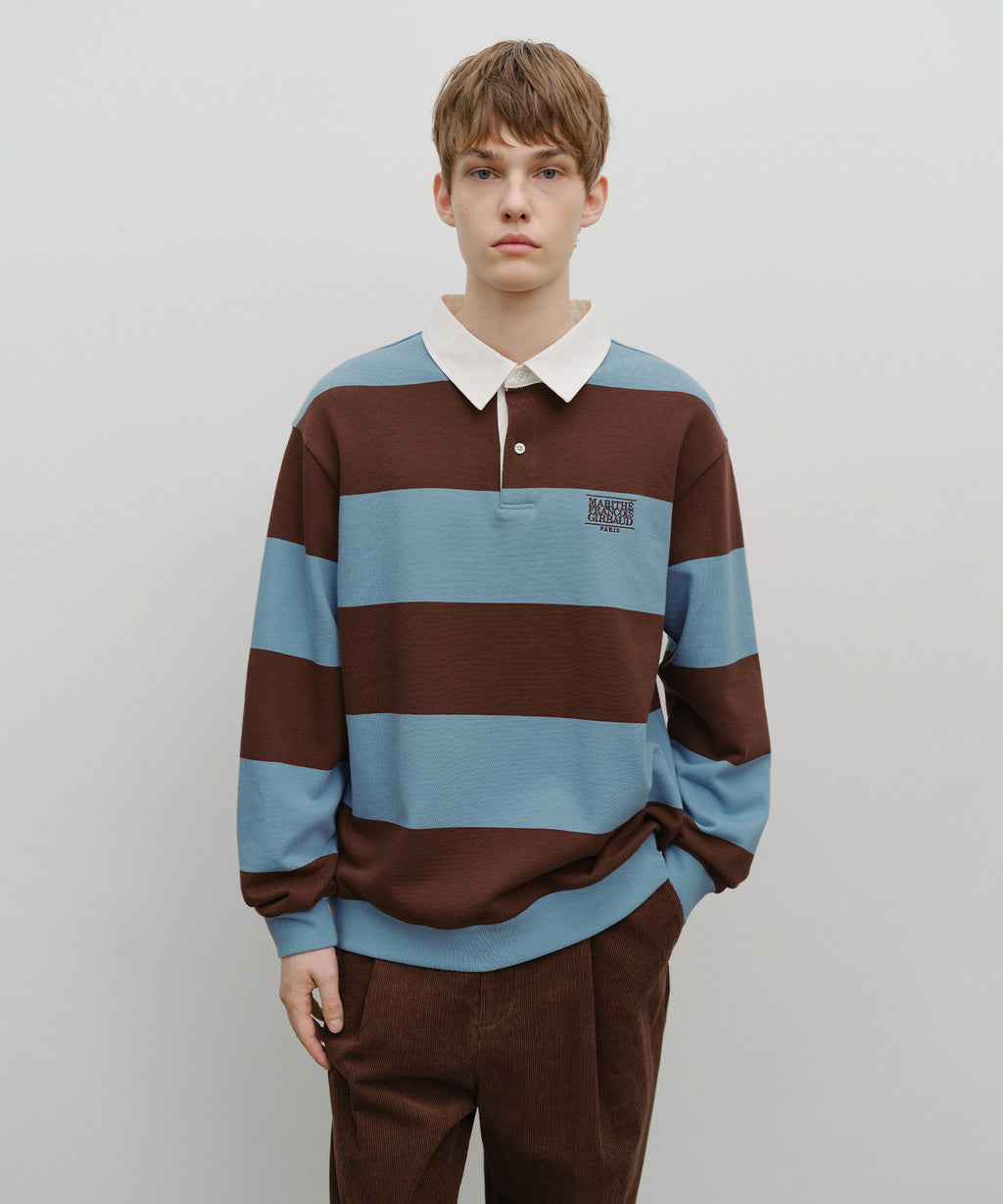 Marithe & Francois Girbaud - Classic Logo Stripe Rugby Sweatshirt (Blue) product image 3 | TRAB K-Fashion Australia