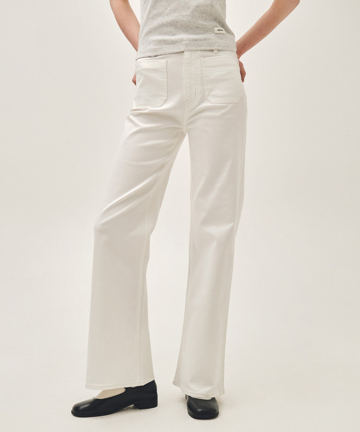 Marithe & Francois Girbaud - Boot-cut Denim Pants (White) product image 4 | TRAB K-Fashion Australia