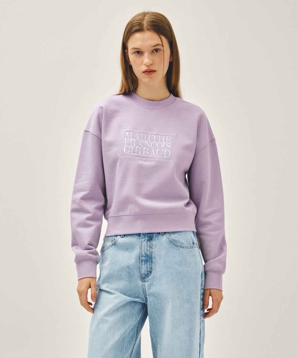 Marithe & Francois Girbaud - Classic Logo Crop Sweatshirt (Lavender) product image 1 | TRAB K-Fashion Australia