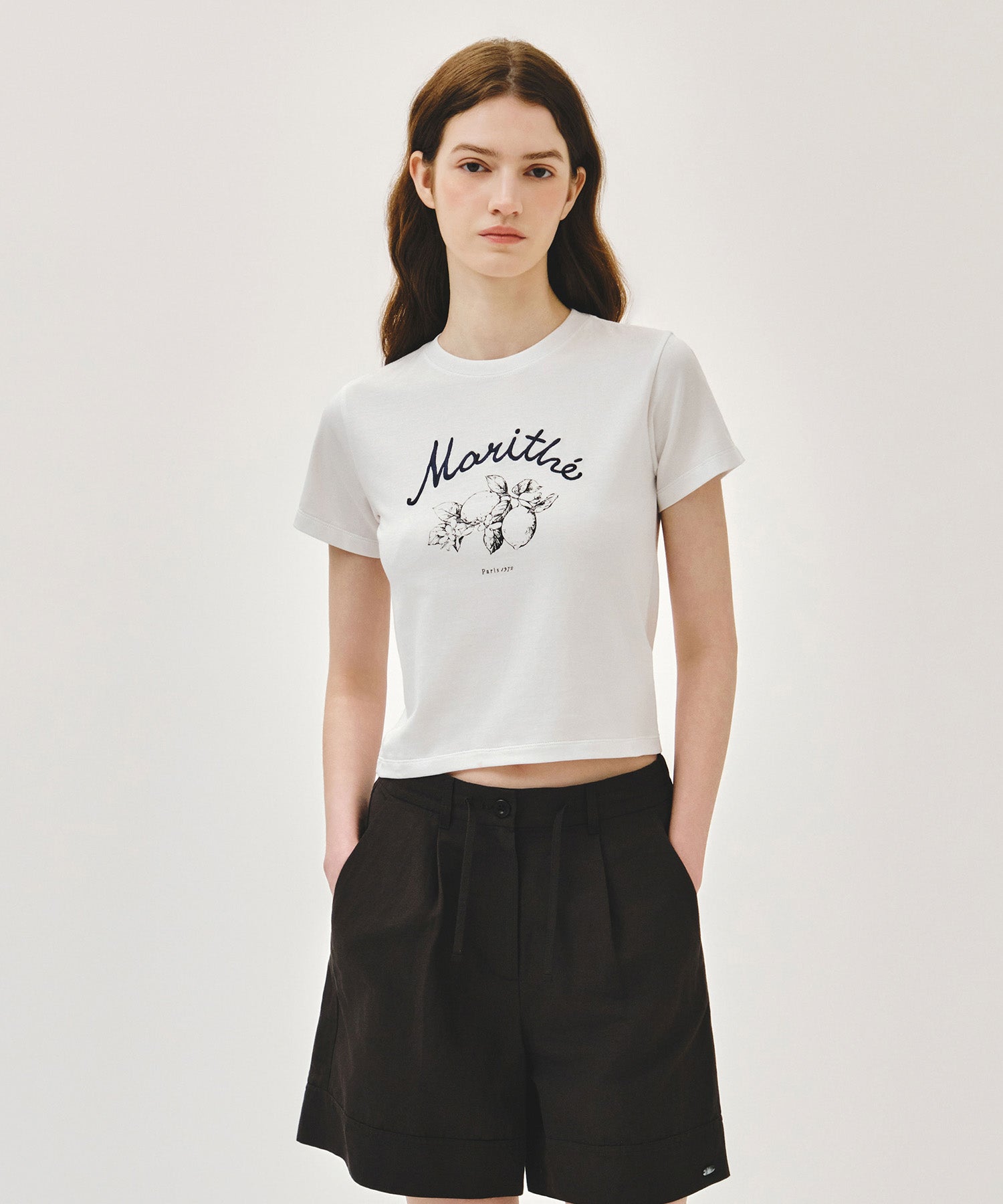 Marithe & Francois Girbaud - Lemon Graphic Slim Crop Tee (White) product image 1 | TRAB K-Fashion Australia
