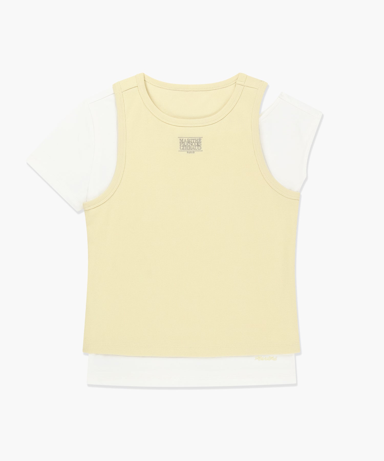 Marithe & Francois Girbaud - Small Classic Logo One Shoulder Layered Tee (Ivory) product image 1 | TRAB K-Fashion Australia