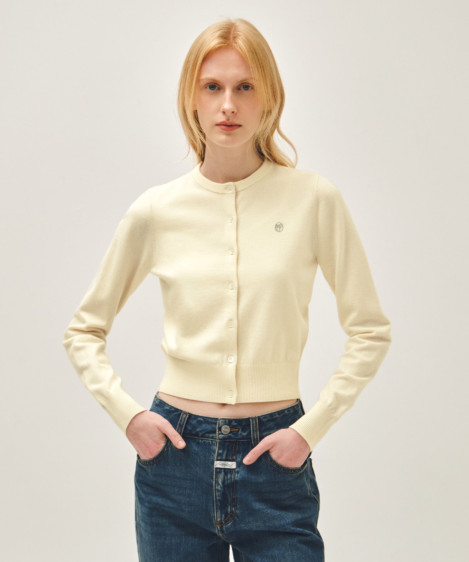 Marithe & Francois Girbaud - Basic Knit Cardigan Setup (Ivory) product image 1 | TRAB K-Fashion Australia