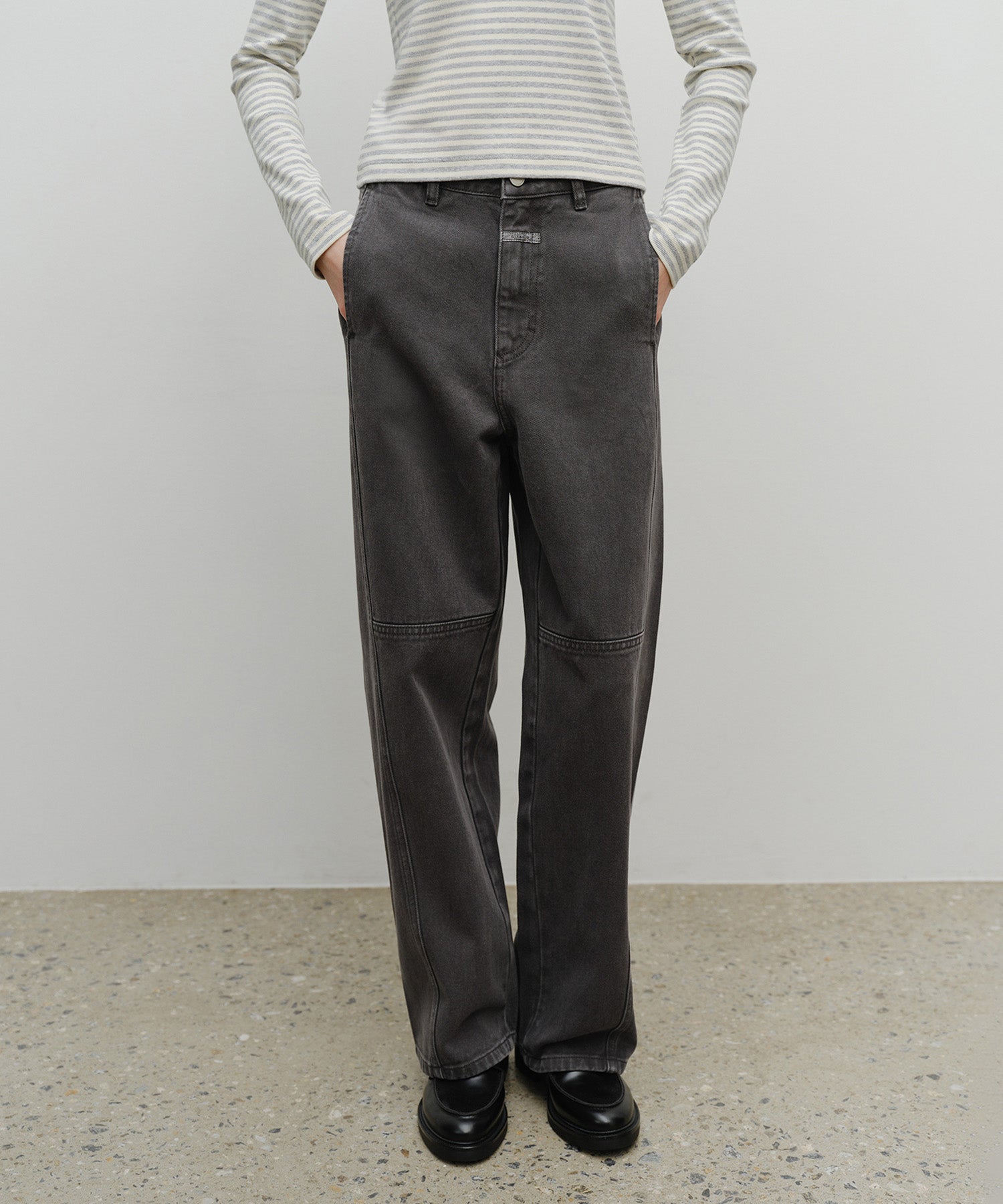 Marithe & Francois Girbaud - Paneled Denim Pants (Dark Gray) product image 1 | TRAB K-Fashion Australia