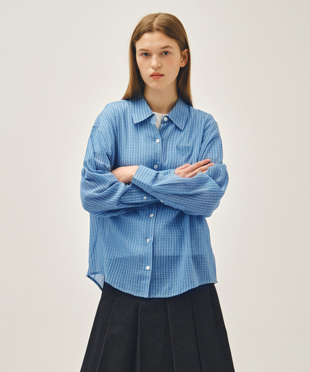 Marithe & Francois Girbaud - Pattern Sheer Shirt (Blue) product image 1 | TRAB K-Fashion Australia