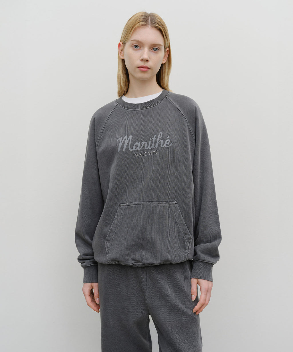 Marithe & Francois Girbaud - Garment Dyed Oversized Sweatshirt (Charcoal) product image 1 | TRAB K-Fashion Australia