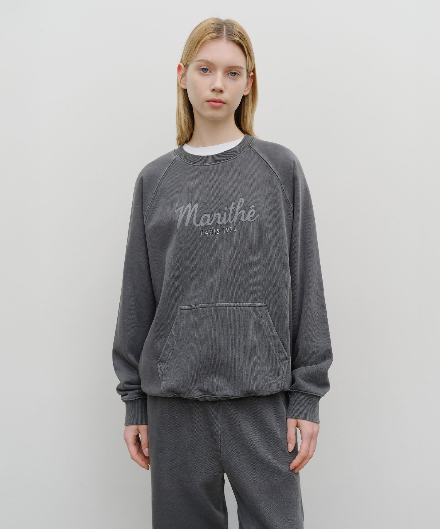 Marithe & Francois Girbaud - Garment Dyed Oversized Sweatshirt (Charcoal) product image 1 | TRAB K-Fashion Australia