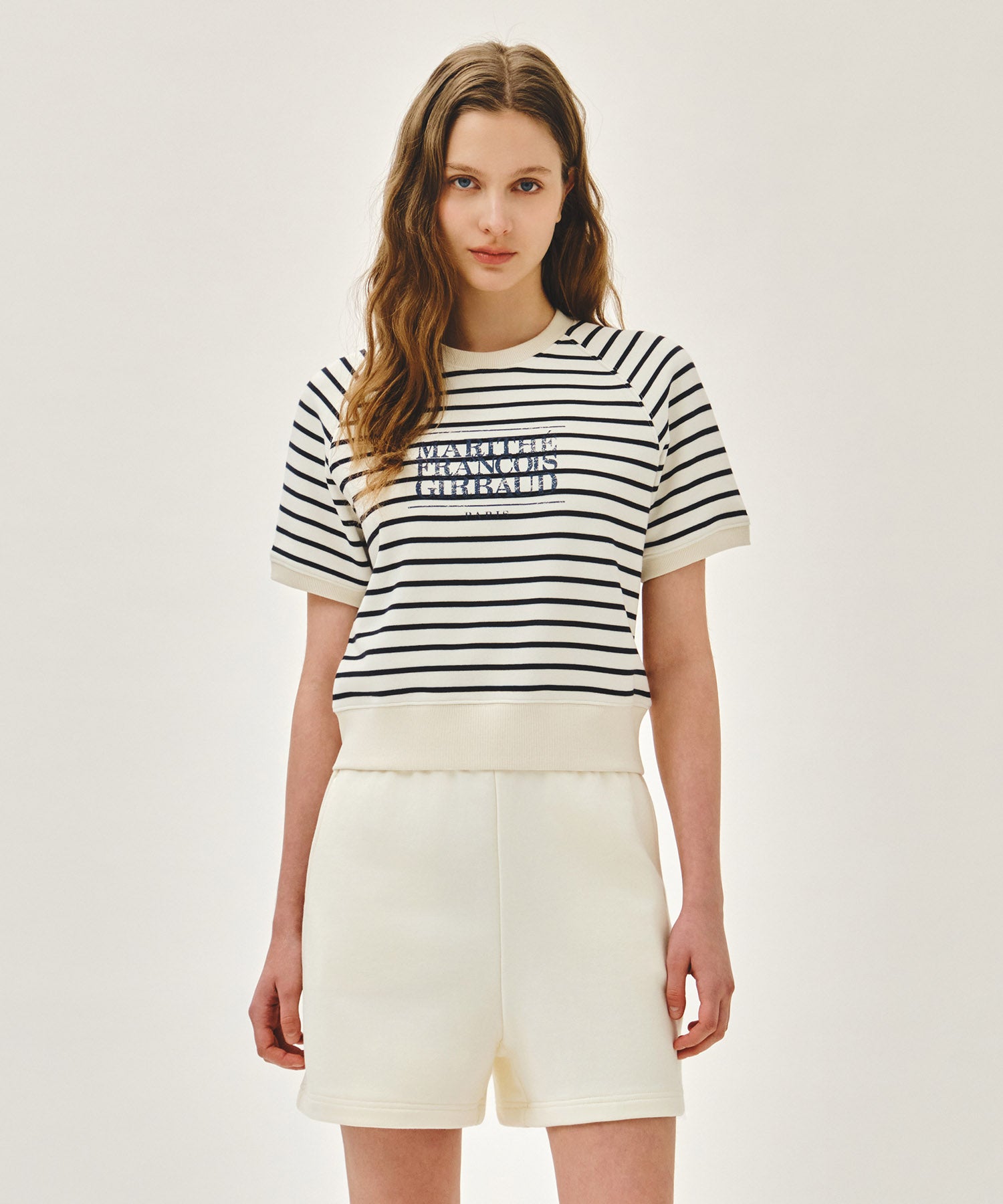 Marithe & Francois Girbaud - Vintage Classic Logo Half Sweatshirt (Ivory) product image 1 | TRAB K-Fashion Australia