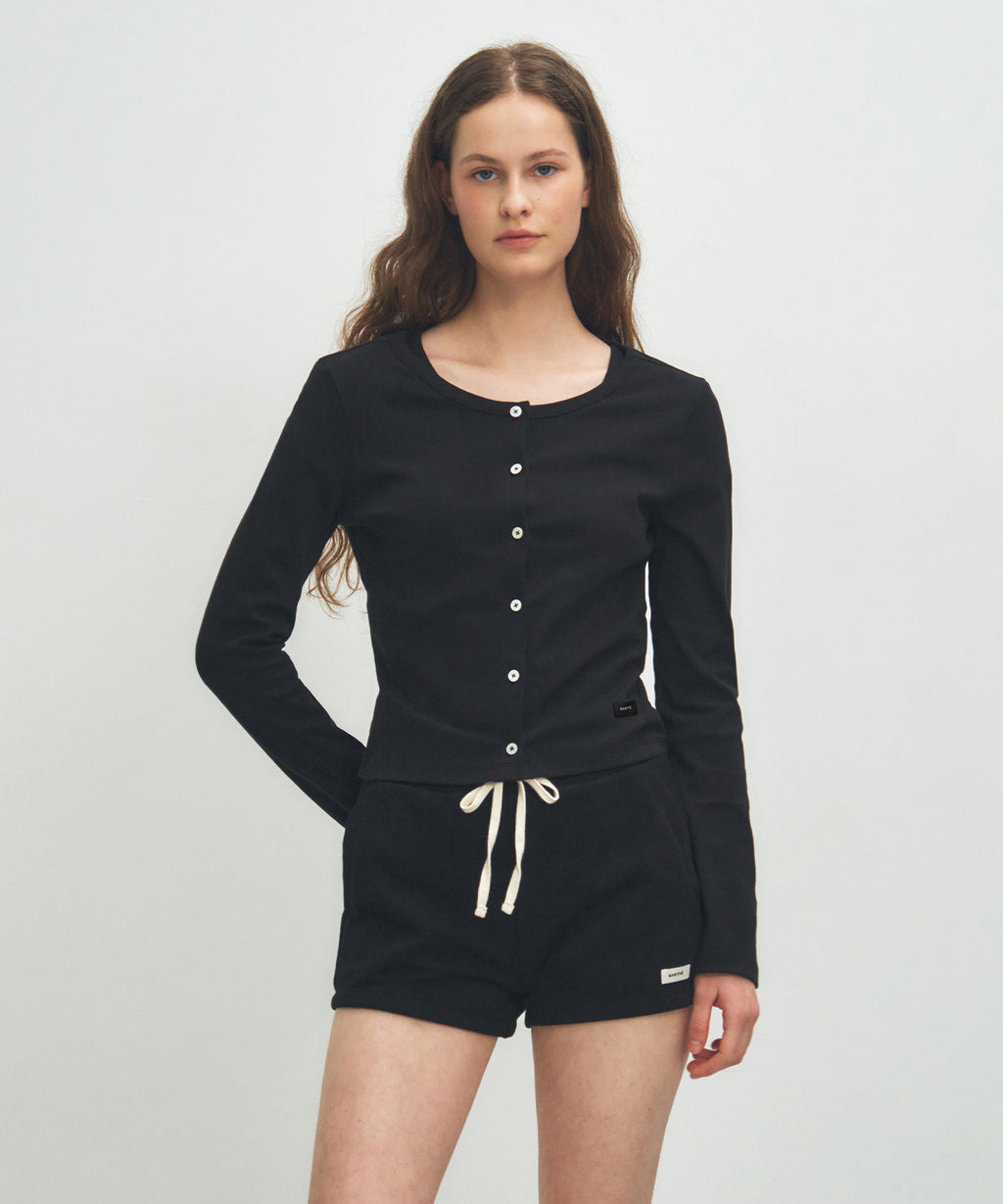 Marithe & Francois Girbaud - Basic Cotton Cardigan (Black) product image 1 | TRAB K-Fashion Australia